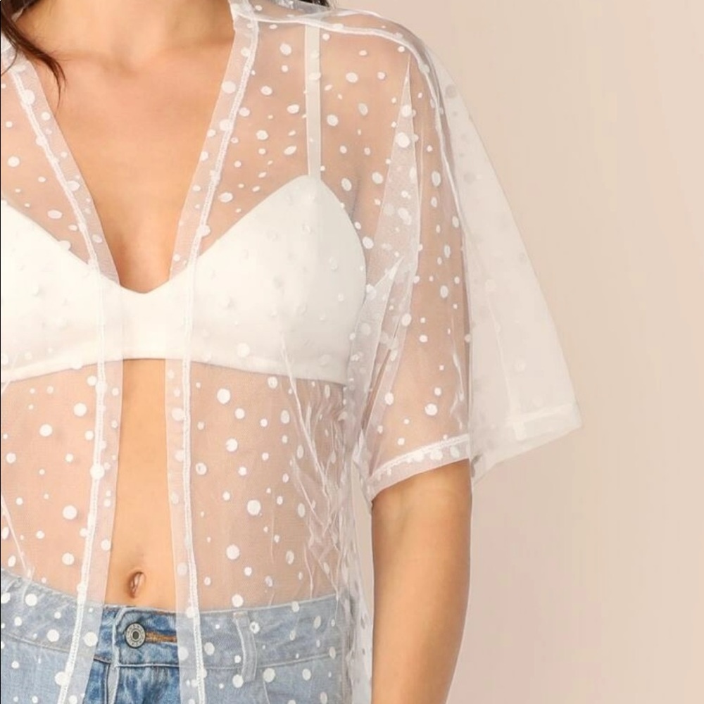 Sheer Dobo Mesh Kimono without Bra - Picture 4 of 8